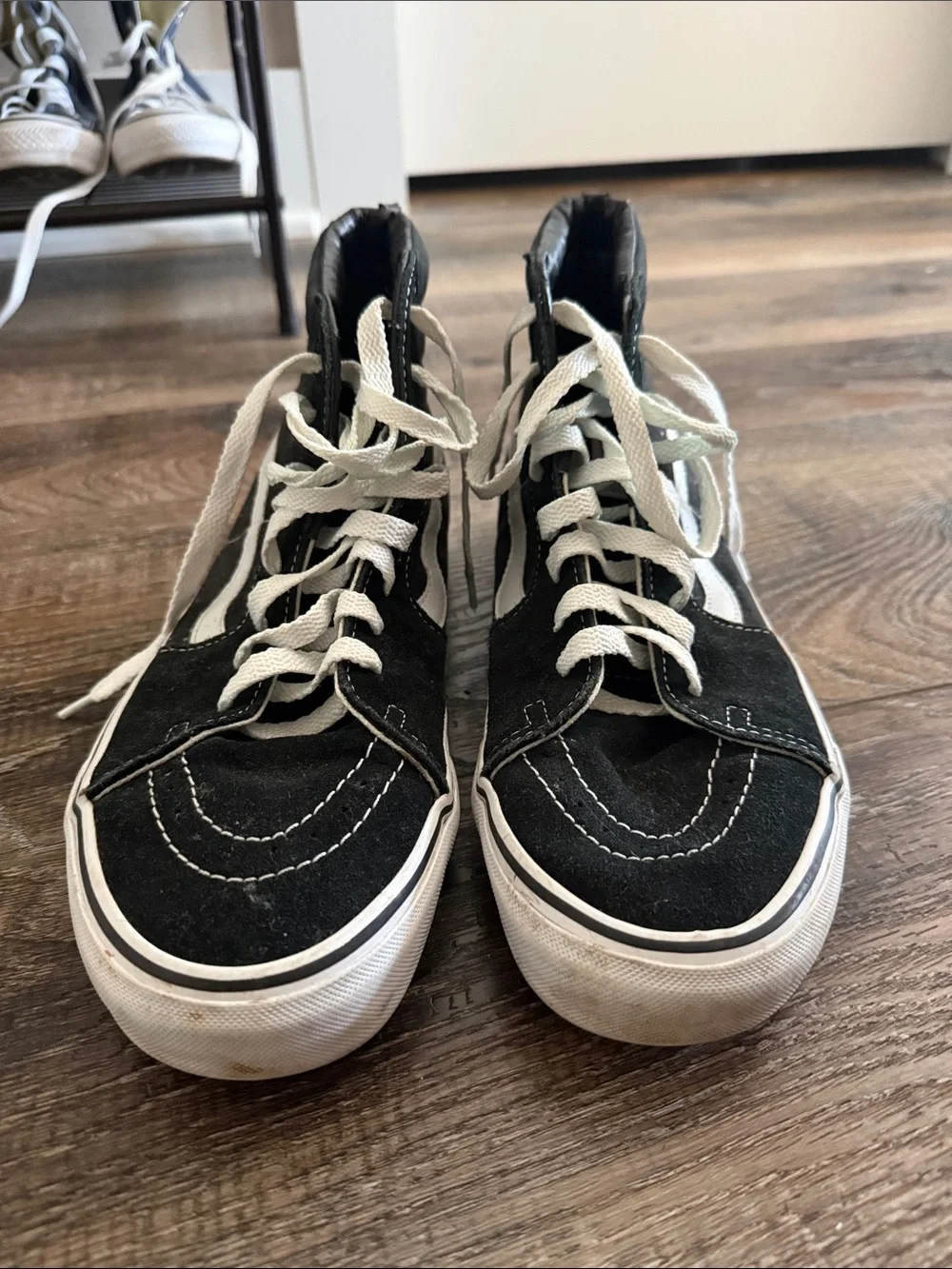 Men's Black High-Top Canvas Skate Shoes with White Detailing